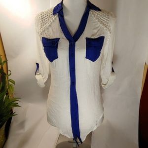 Sheer Blue and White Top Small